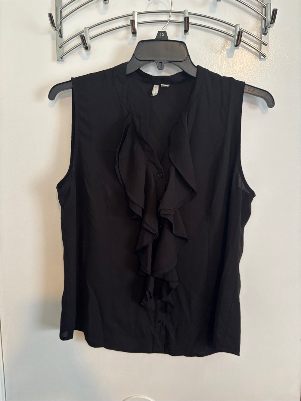 Cato Black Sleeveless Ruffle Front Camisole